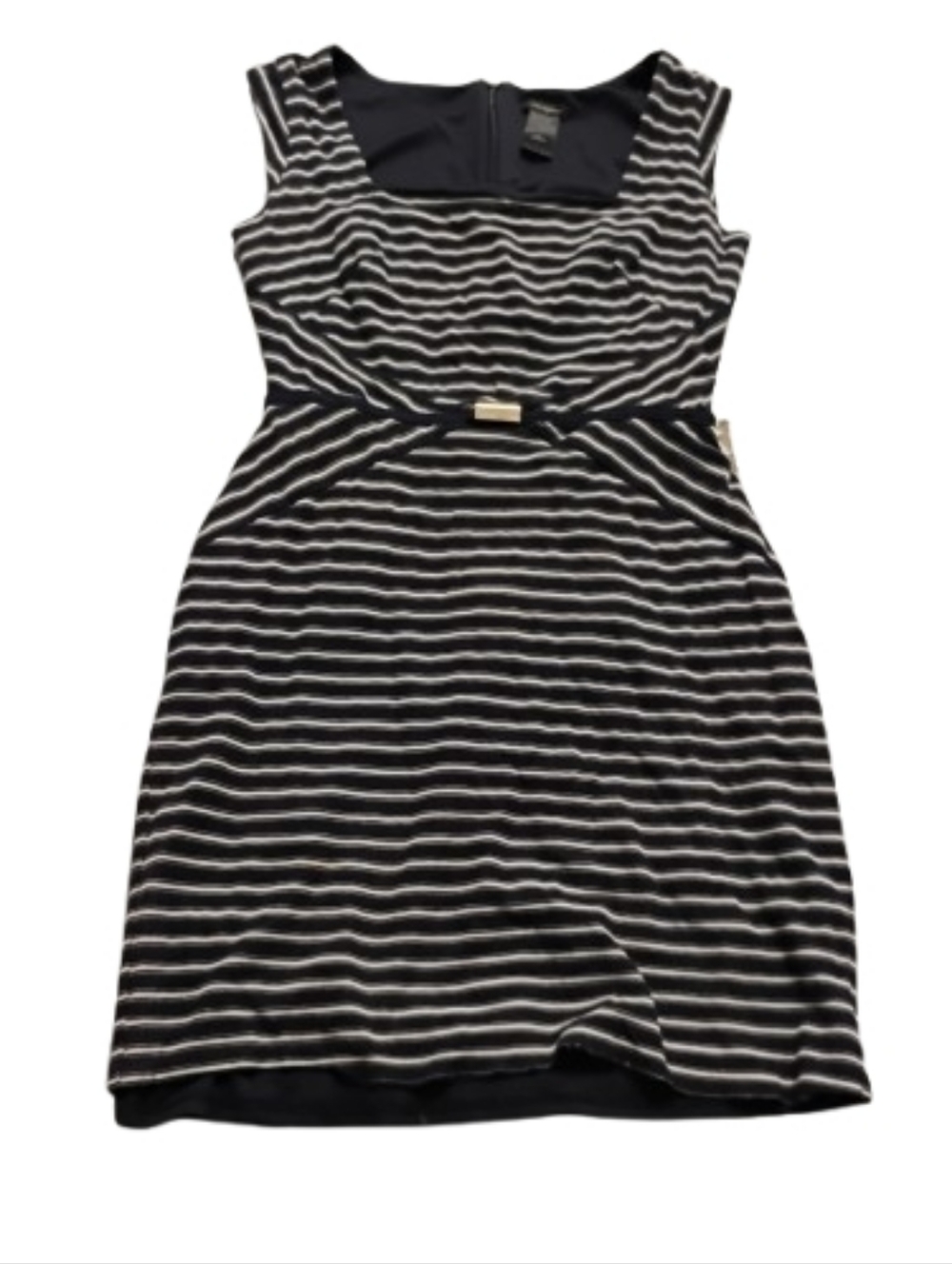 Ann Taylor Striped 50s Style Square Neckline Pencil Wiggle Dress Sz 2